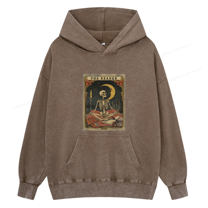 Pagewings The Reader Tarot Card Unisex Washed Hoodie