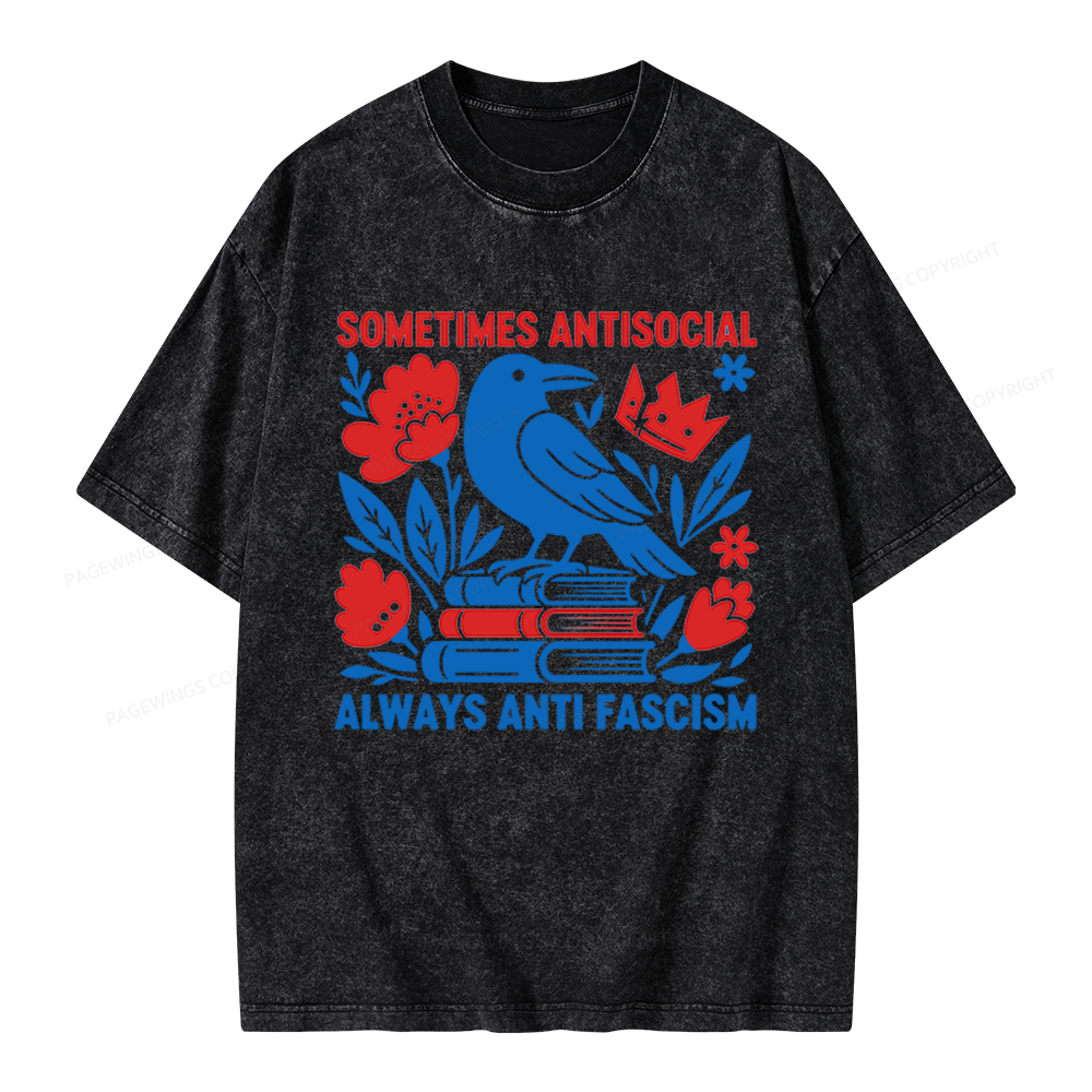 Pagewings Anti Fascism Unisex Washed T-shirt
