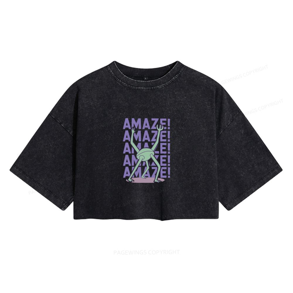 Pagewings Rocky Amaze Women's Washed Cropped T-shirt