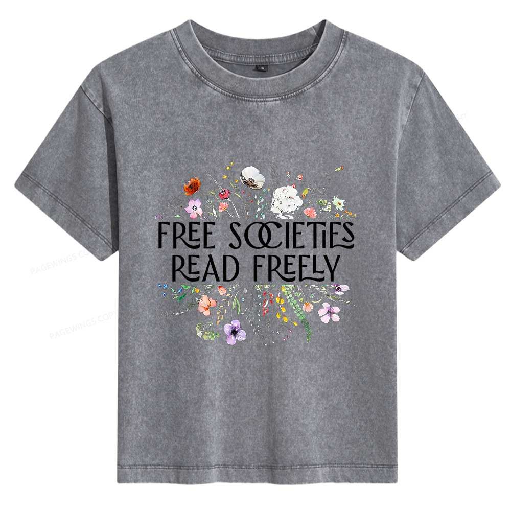 Pagewings Free Societies Read Freely Women's Washed T-shirt