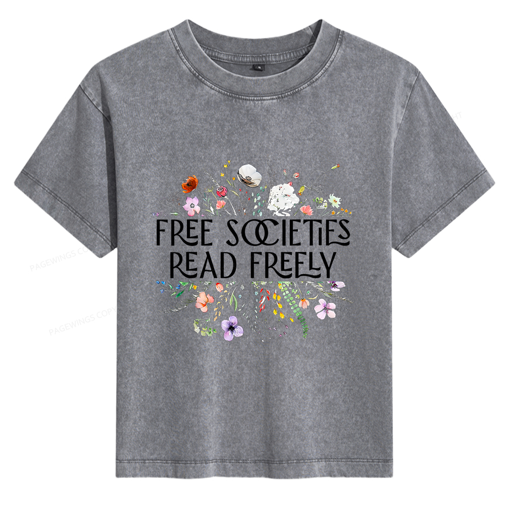 Pagewings Free Societies Read Freely Women's Washed T-shirt