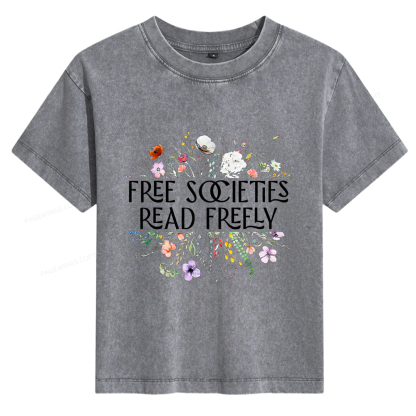Pagewings Free Societies Read Freely Women's Washed T-shirt