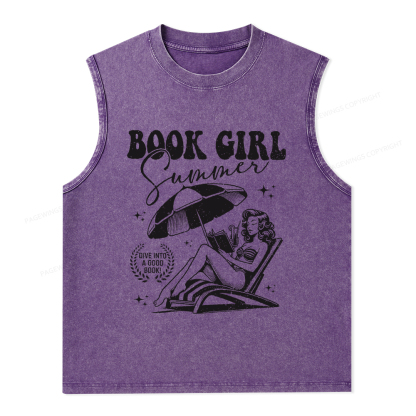 Pagewings Book Girl Summer Unisex Washed Tank Top