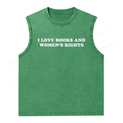 Pagewings I Love Books And Women's Rights Unisex Washed Tank Top
