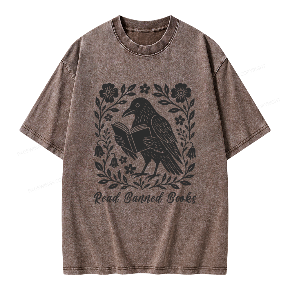 Pagewings Read Banned Books Unisex Washed T-shirt