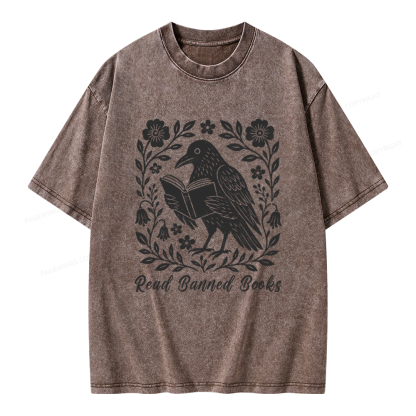 Pagewings Read Banned Books Unisex Washed T-shirt