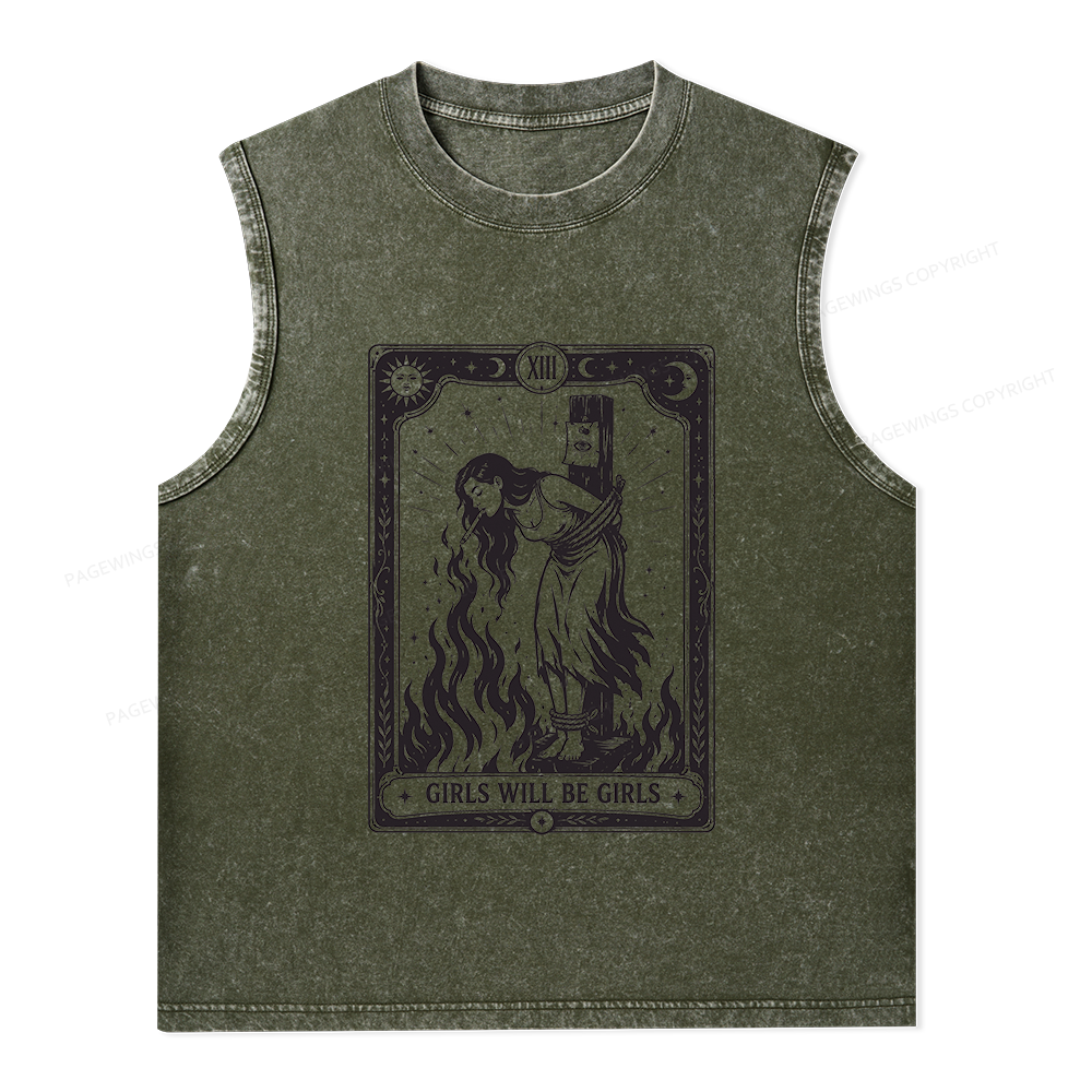 Pagewings Girls Will Be Girls Unisex Washed Tank Top