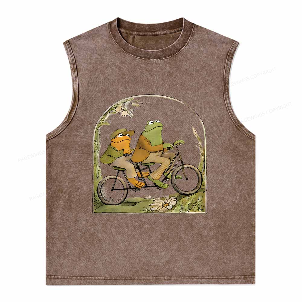 Pagewings Frog And Toad Book Vintage Unisex Washed Tank Top