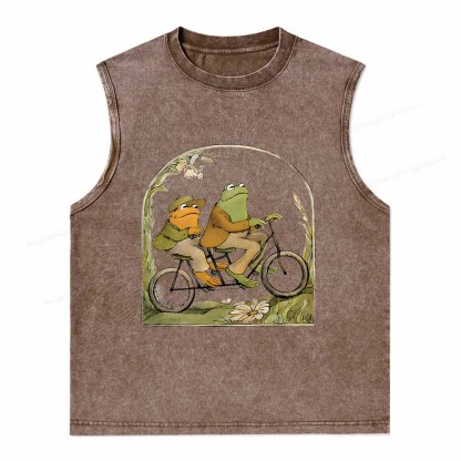 Pagewings Frog And Toad Book Vintage Unisex Washed Tank Top