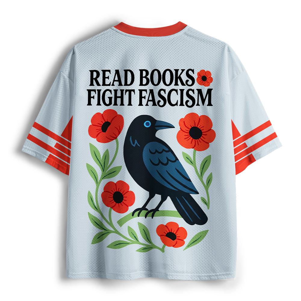Pagewings Read Books Fight Fascism Unisex Mesh Jersey