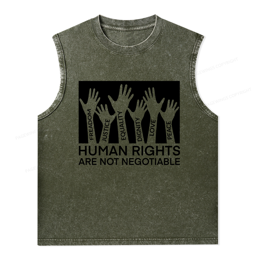 Pagewings Human Rights Are Not Negotiable Unisex Washed Tank Top