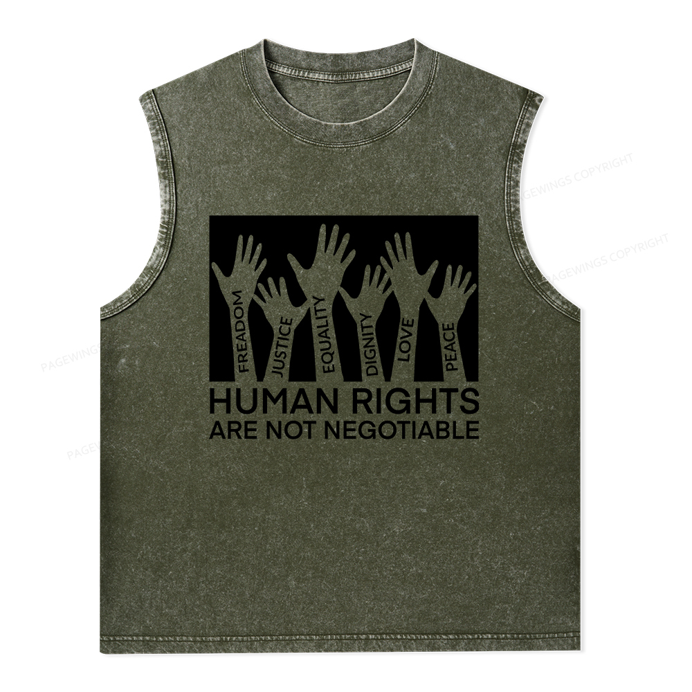Pagewings Human Rights Are Not Negotiable Unisex Washed Tank Top