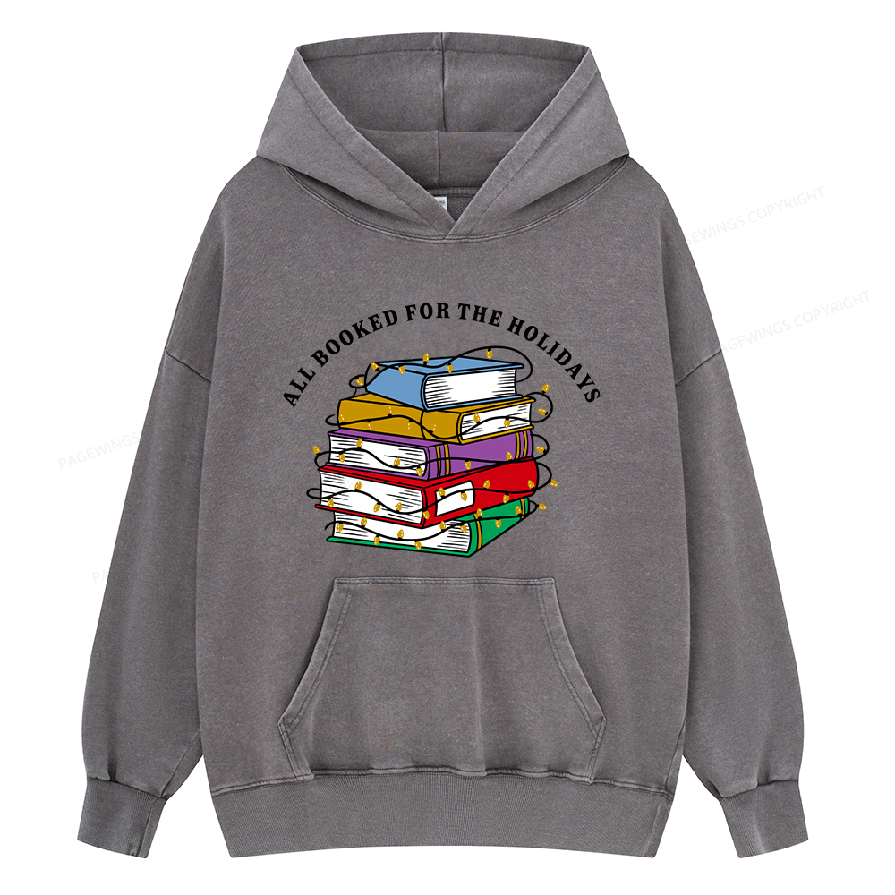Pagewings Christmas All Booked For the Holidays Unisex Washed Hoodie