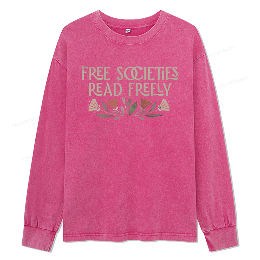 Pagewings Read Freely Unisex Washed Long Sleeve T-shirt