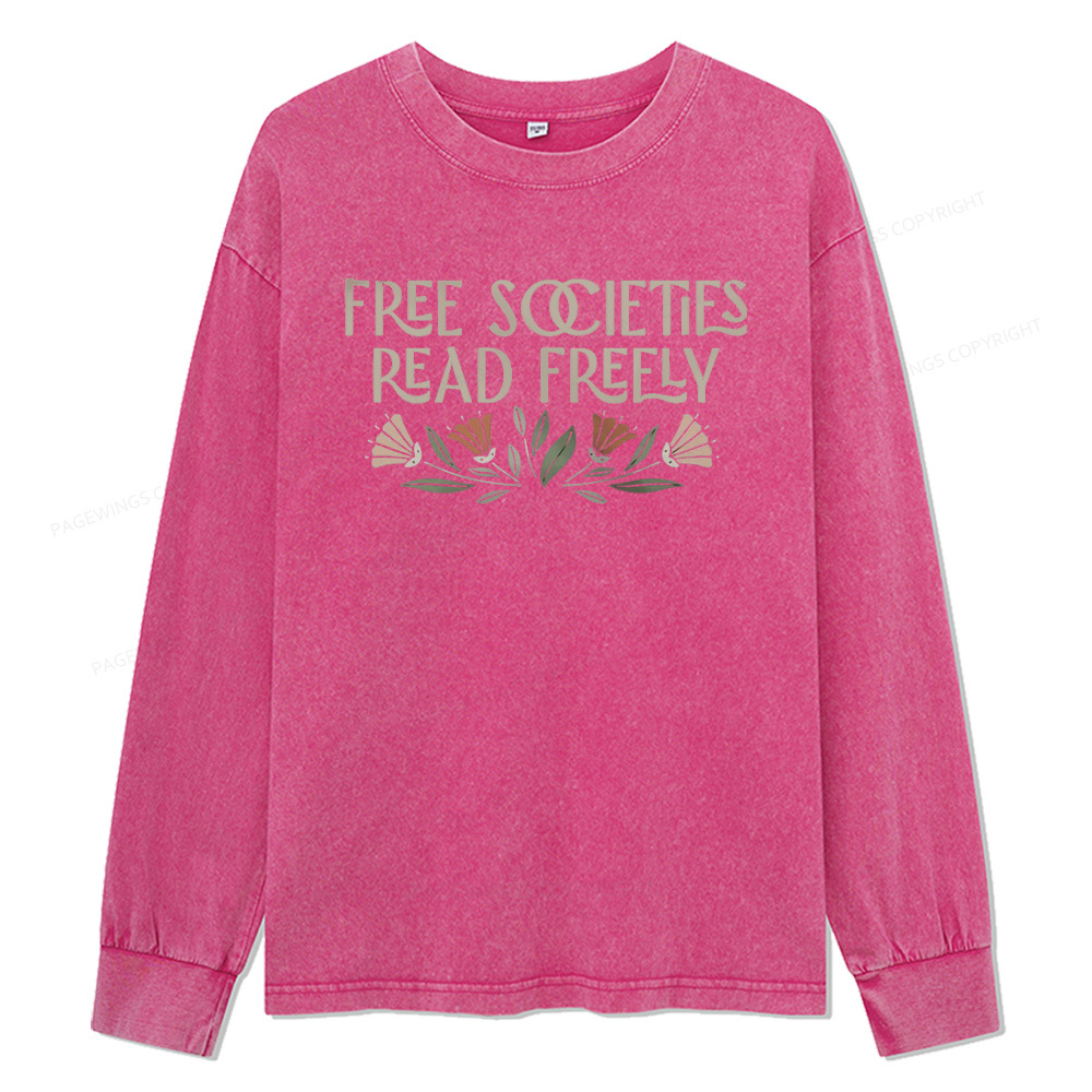 Pagewings Read Freely Unisex Washed Long Sleeve T-shirt