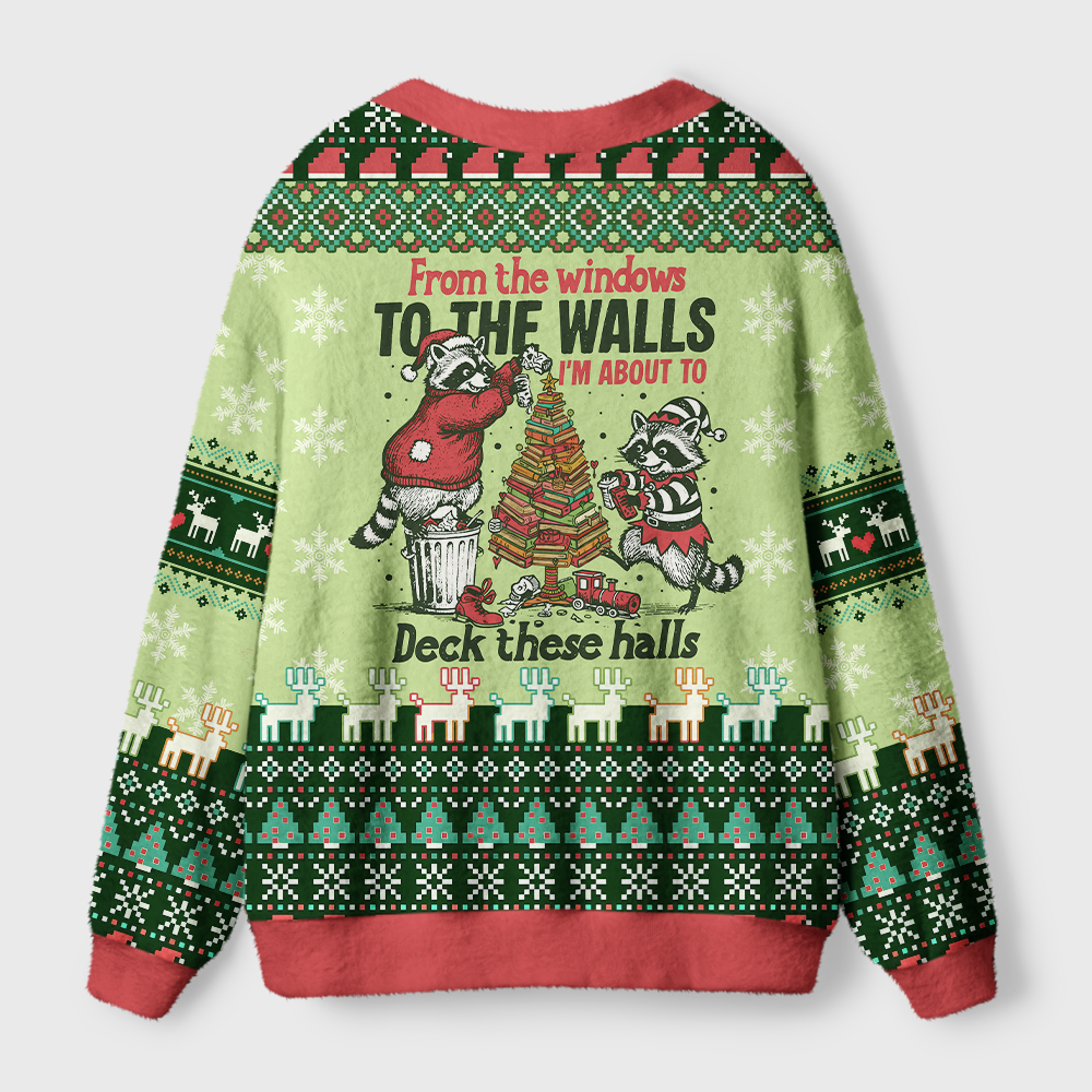 Pagewings From The Windows To The Walls I'm About To Deck These Halls Light Knit Unisex Cardigan Sweaters