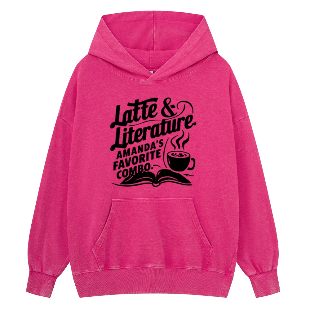 Pagewings Latte & Literature Amanda's Favorite Combo Unisex Washed Hoodie