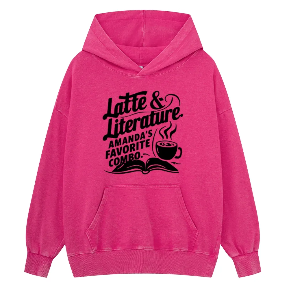 Pagewings Latte & Literature Amanda's Favorite Combo Unisex Washed Hoodie