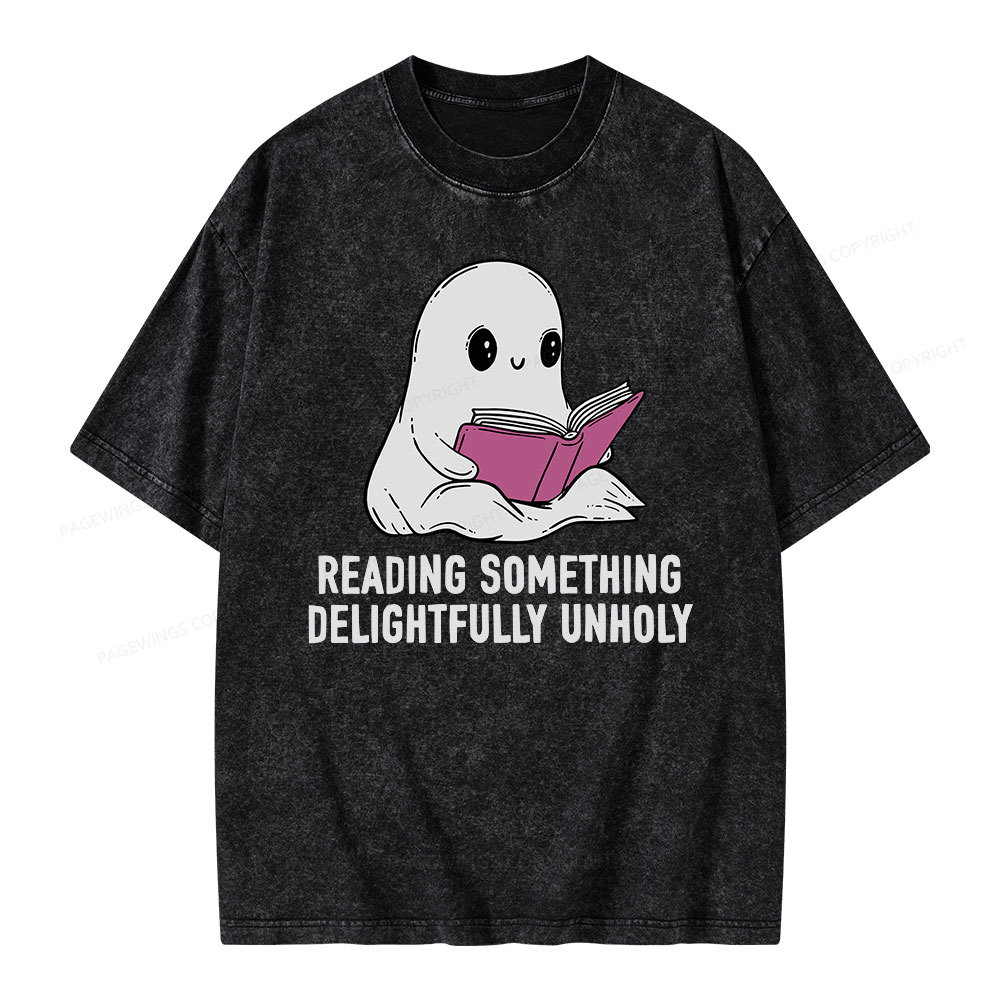 Pagewings reading something delightfully unholy Unisex Washed T-shirt