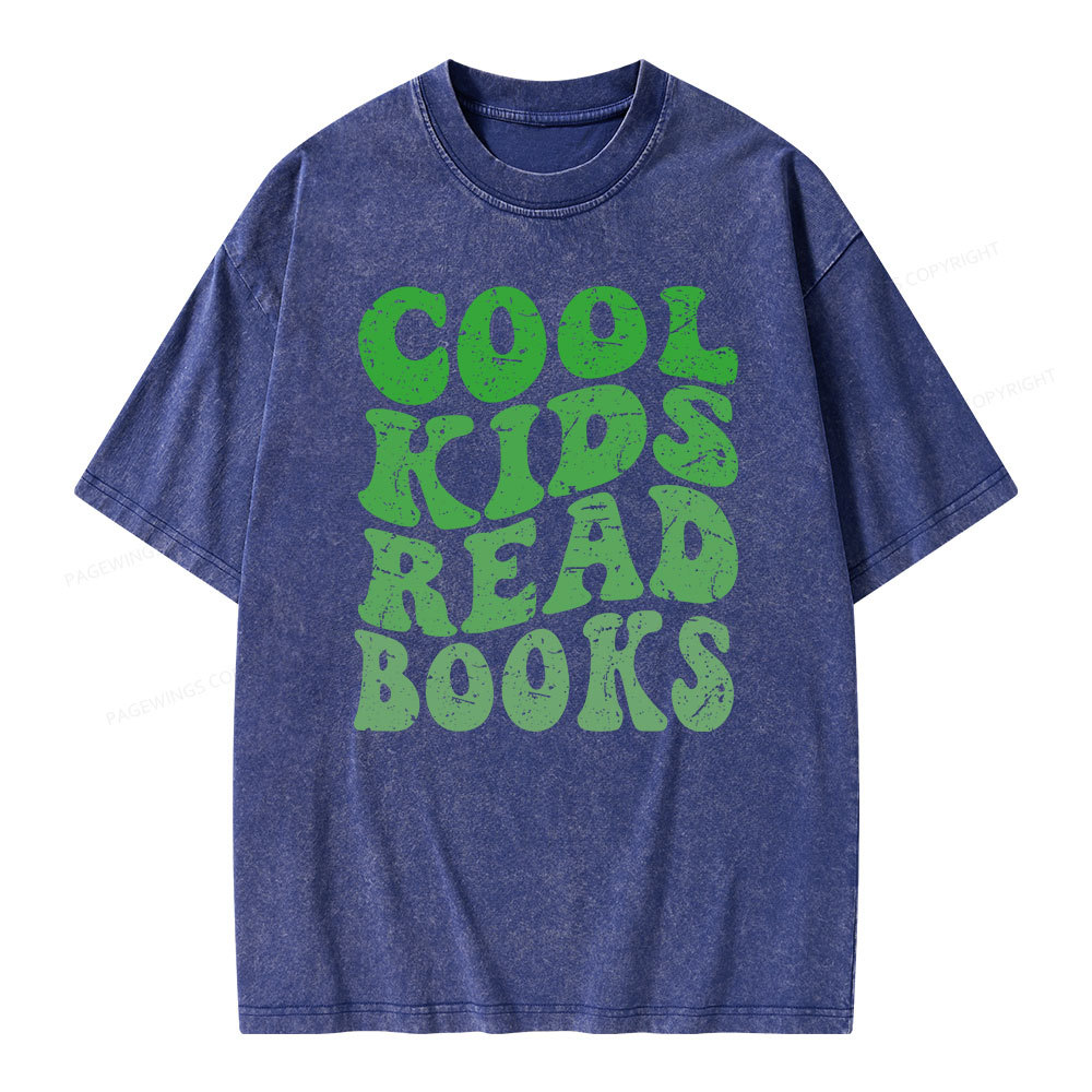 Pagewings cool kids read books Unisex Washed T-shirt