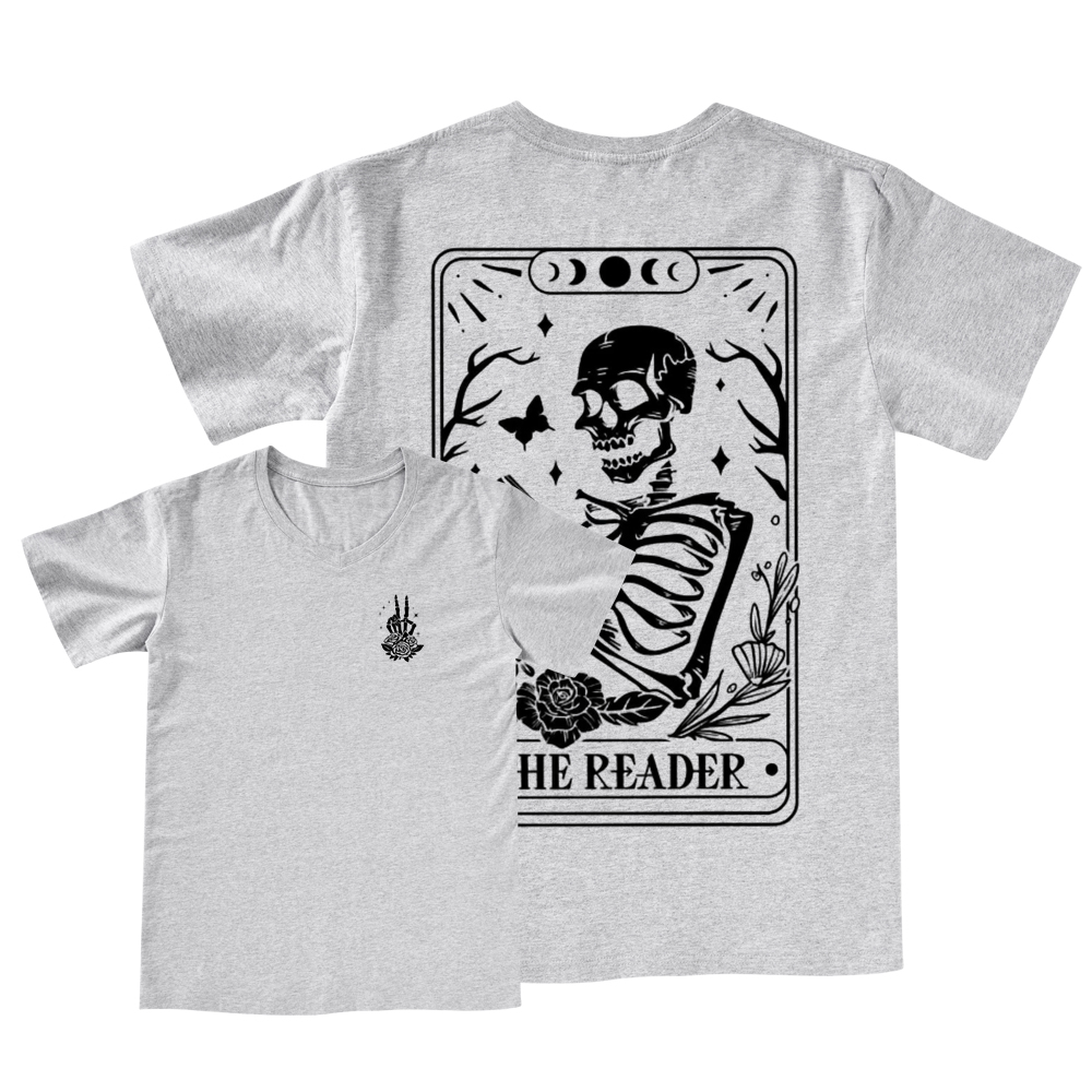 Pagewings The Reader Tarot Card Front And Back Printing V-neck T-shirt
