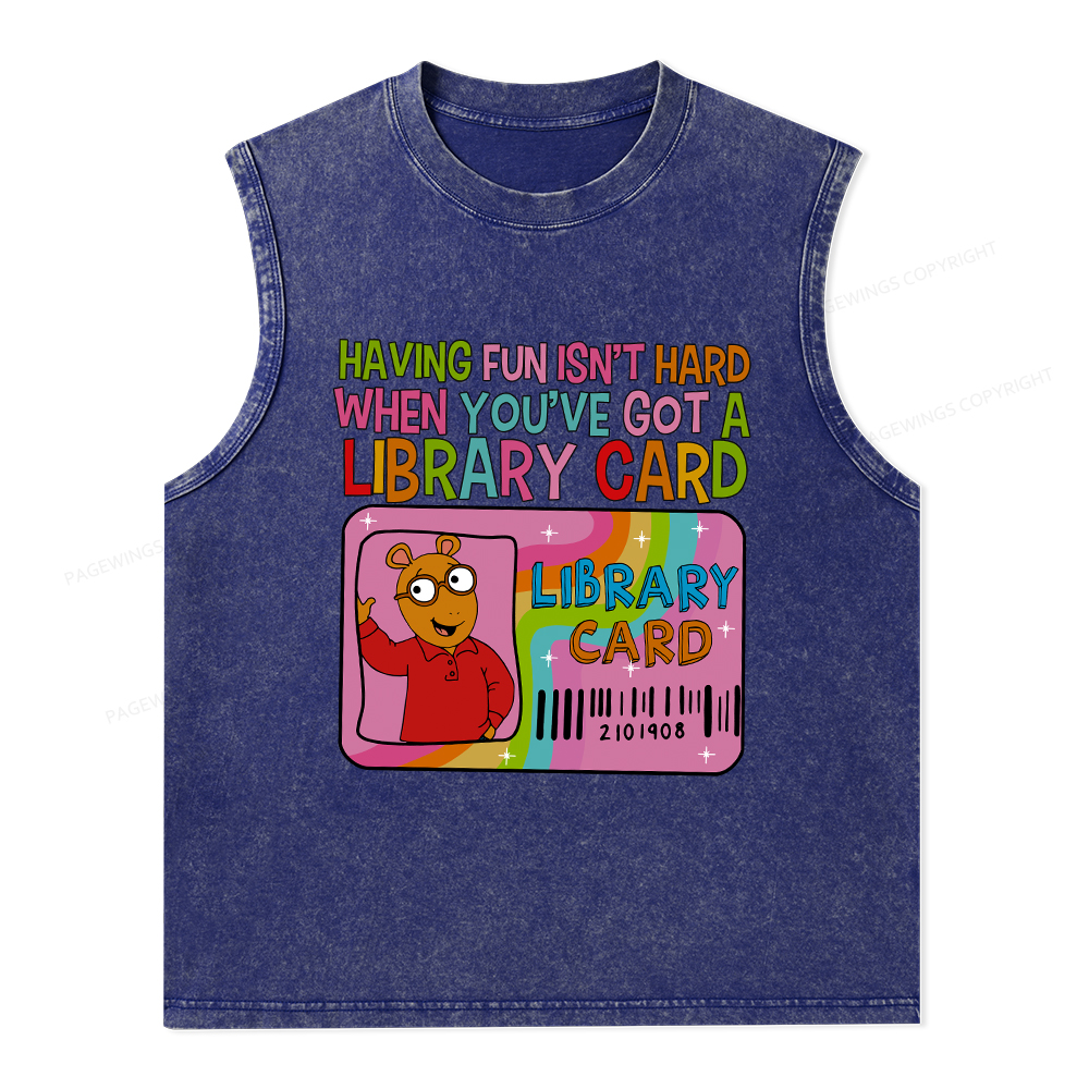 Pagewings  A Library Card Teacher Unisex Washed Tank Top