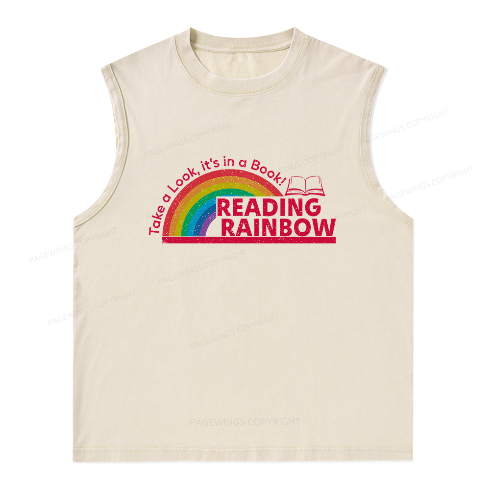 Pagewings Reading Rainbow Unisex Washed Tank Top