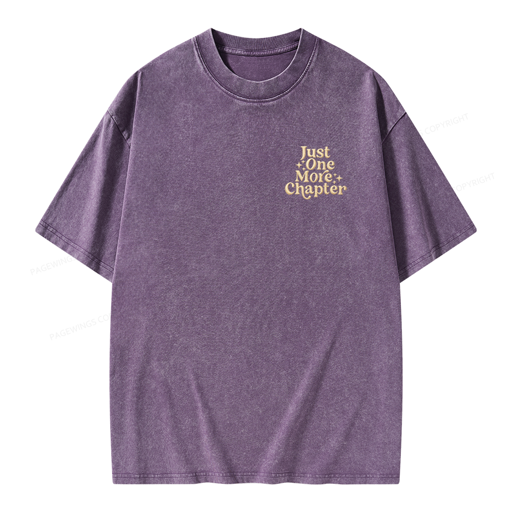 Pagewings Embroidered Just One More Chapter Unisex Washed T-shirt