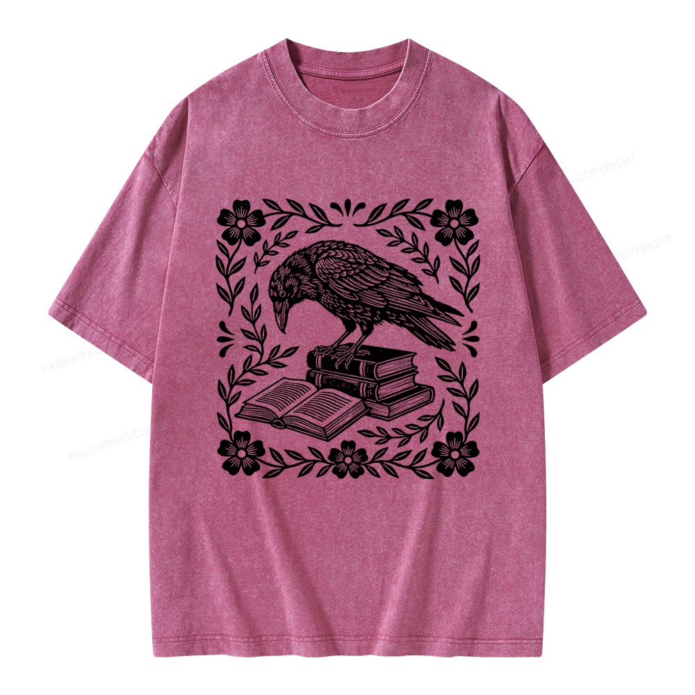 Pagewings Bookish Raven Unisex Washed T-shirt