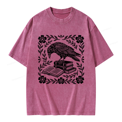 Pagewings Bookish Raven Unisex Washed T-shirt