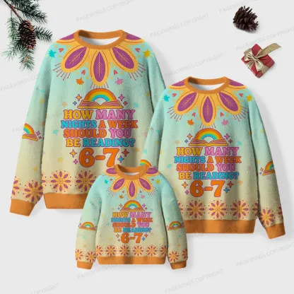 Pagewings How Many Nights A Week Should You Be Reading Unisex Ugly Knit Sweatshirt