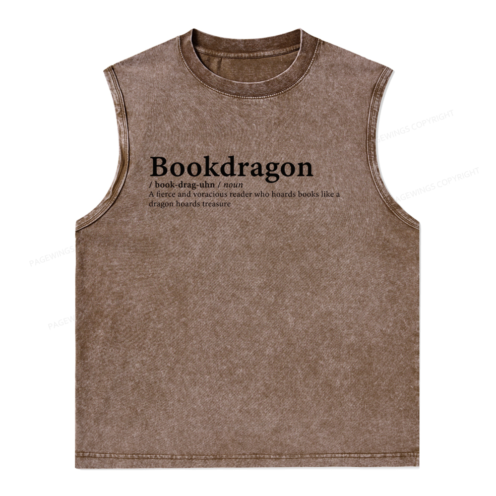 Pagewings Bookdragon: Journey Through Words book lover Unisex Washed Tank Top