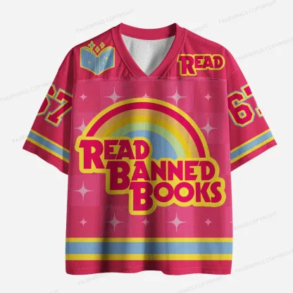 Pagewings Read Banned Books Unisex Mesh Jersey