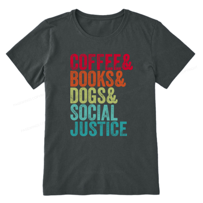 Pagewings Books Coffee Dogs Social Justice Unisex Classic T-shirt