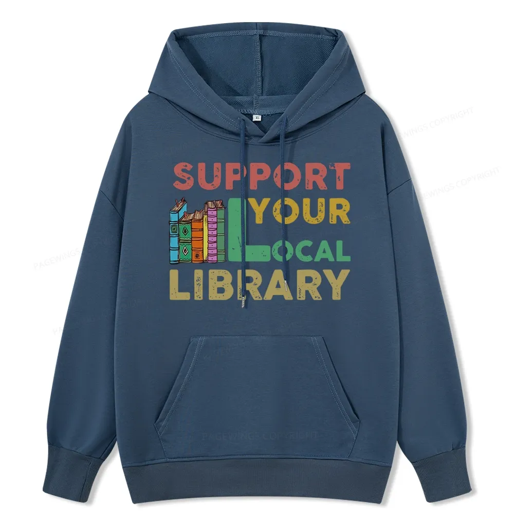 Pagewings Support Your Local Library Unisex Classic Hoodie