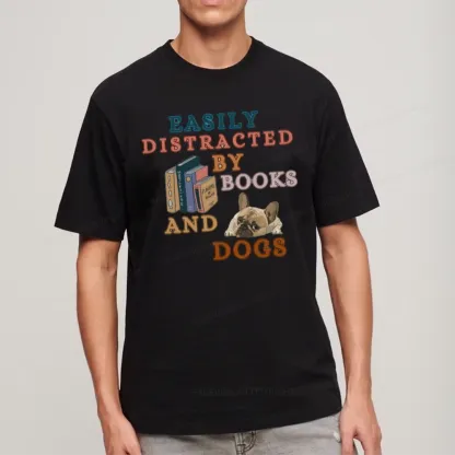 Pagewings Easily Distracted By Books And Dogs Unisex Classic T-shirt