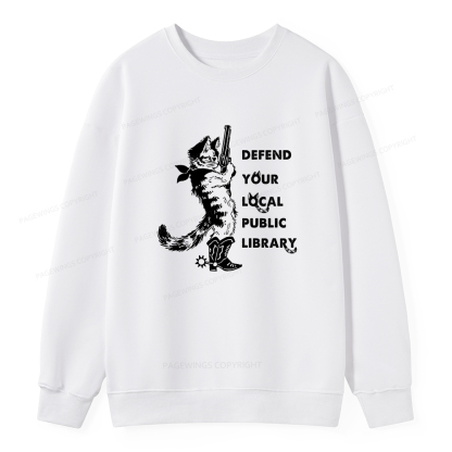 Pagewings Cat Defend Your Local Public Library Unisex Classic Sweatshirt