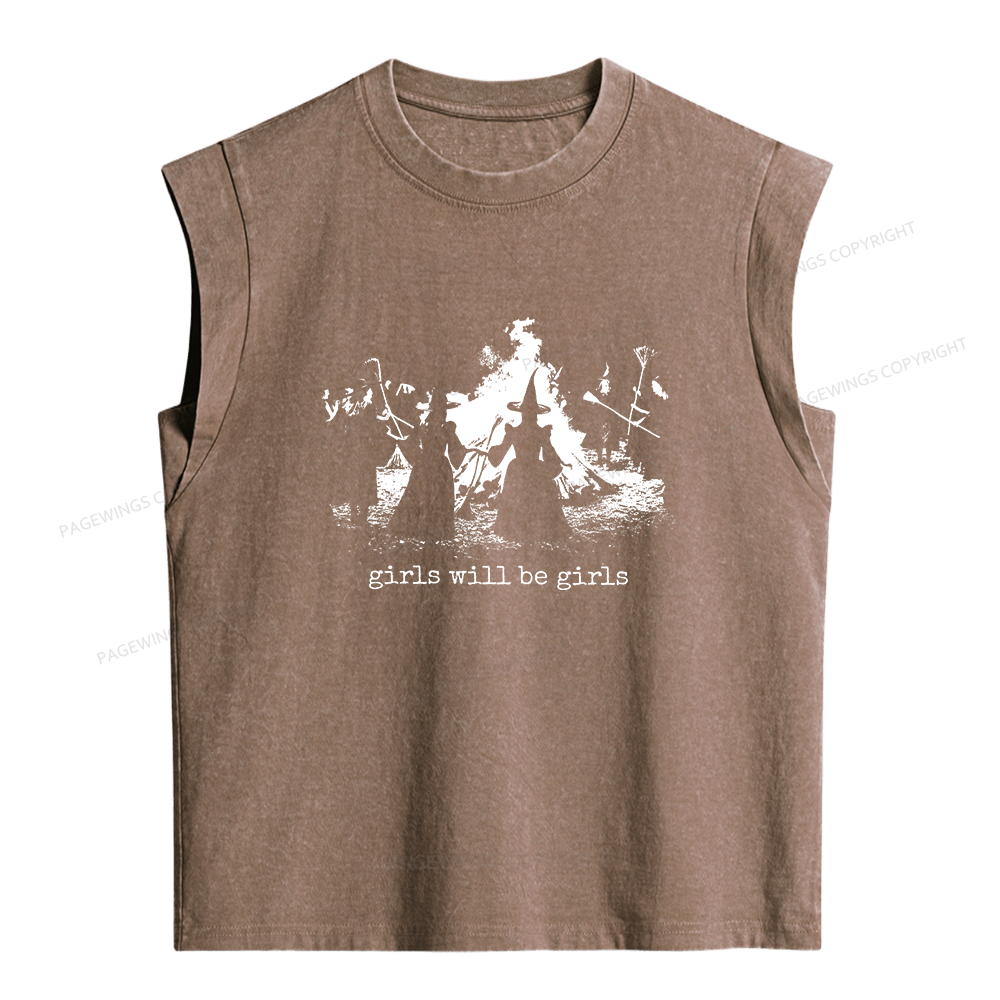 Pagewings Girls Will Be Girls Women's Washed Tank Top