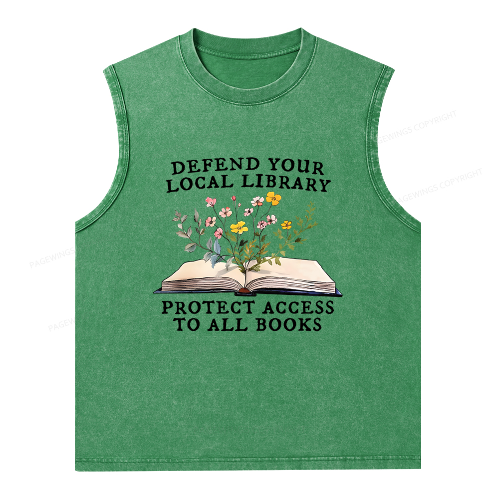 Pagewings Books Save Lives Protect Libraries Unisex Washed Tank Top