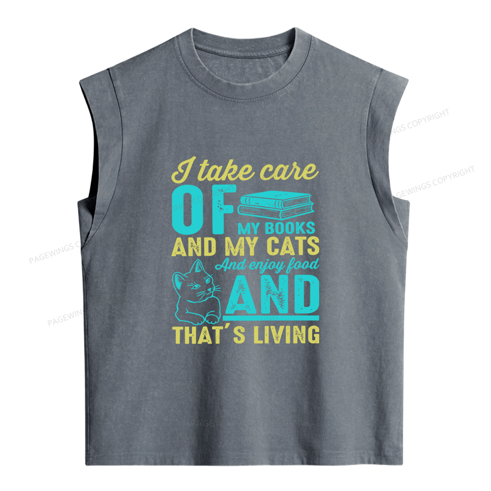 Pagewing I Take Care Of My Books Women's Washed Tank Top