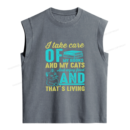 Pagewing I Take Care Of My Books Women's Washed Tank Top