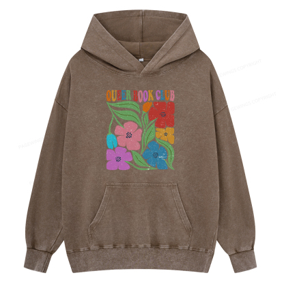Pagewing Queer Book Club Unisex Washed Hoodie
