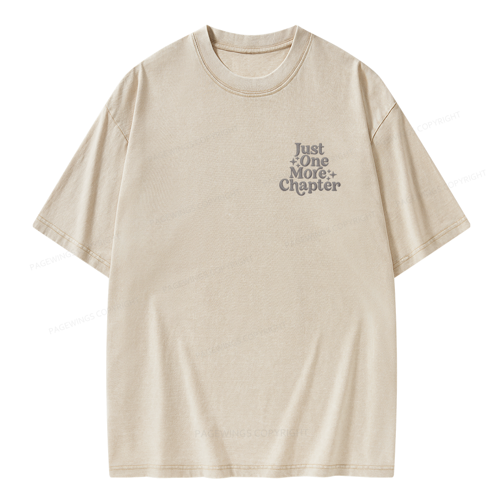 Pagewings Embroidered Just One More Chapter Unisex Washed T-shirt
