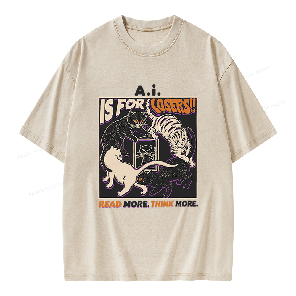 Pagewings Read More Think More Unisex Washed T-shirt