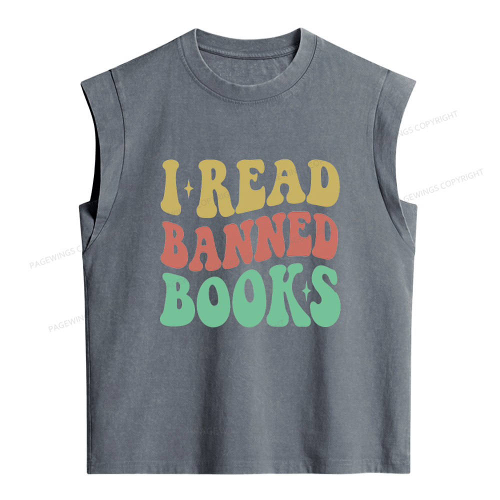 Pagewings I Read Banned Books Women's Washed Tank Top