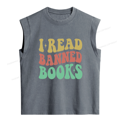 Pagewings I Read Banned Books Women's Washed Tank Top