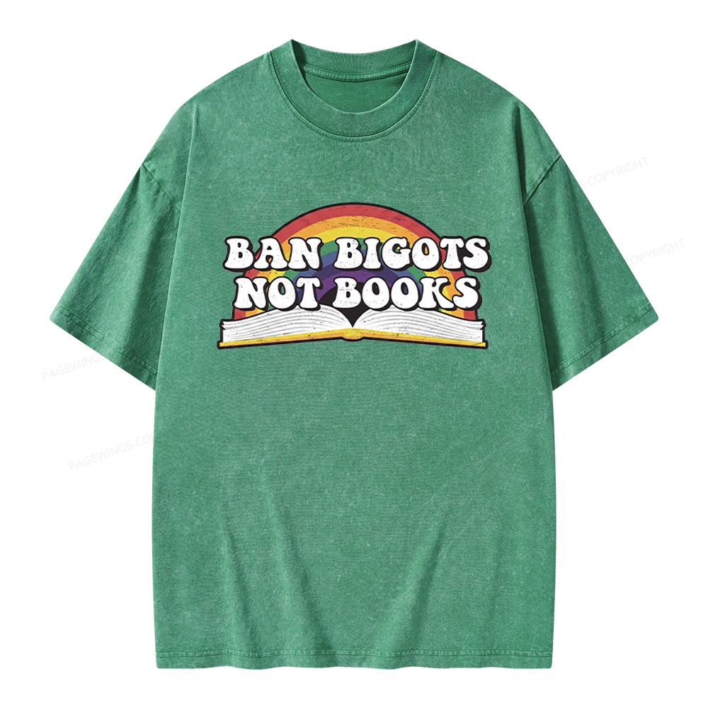 Pagewings Ban Bigots Not Books Unisex Washed T-shirt