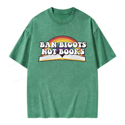 Pagewings Ban Bigots Not Books Unisex Washed T-shirt