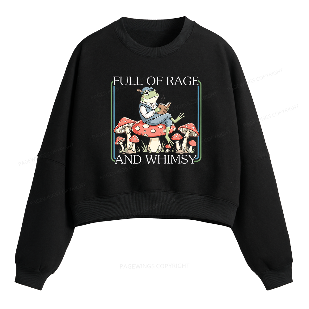 Pagewings Full Of Rage and Whimsy Fleece Crop Sweatshirt