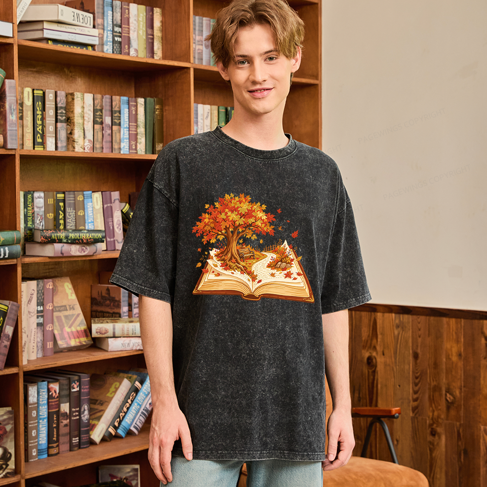 Pagewings Autumn Book Unisex Washed T-shirt